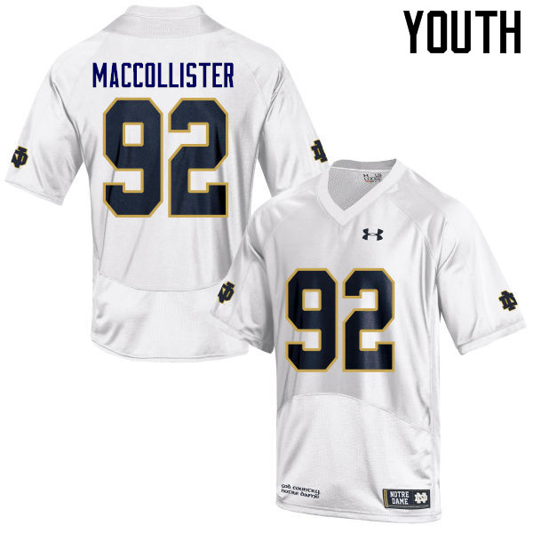 Youth NCAA Notre Dame Fighting Irish #92 Jonathon MacCollister Stitched College Under Armour Authentic White Football Jersey IC10I42GE